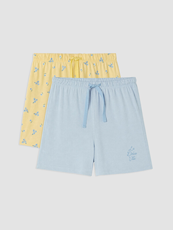 LCW DREAM Baskılı %100 Pamuklu Kadın Şort Pijama Altı 2'li