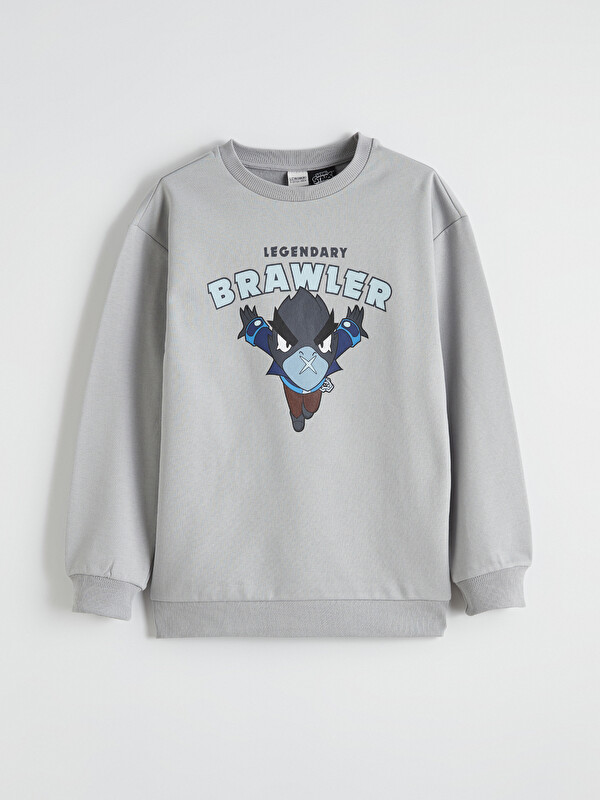 LCW Kids Bisiklet Yaka Brawl Stars Baskılı Erkek Çocuk Sweatshirt