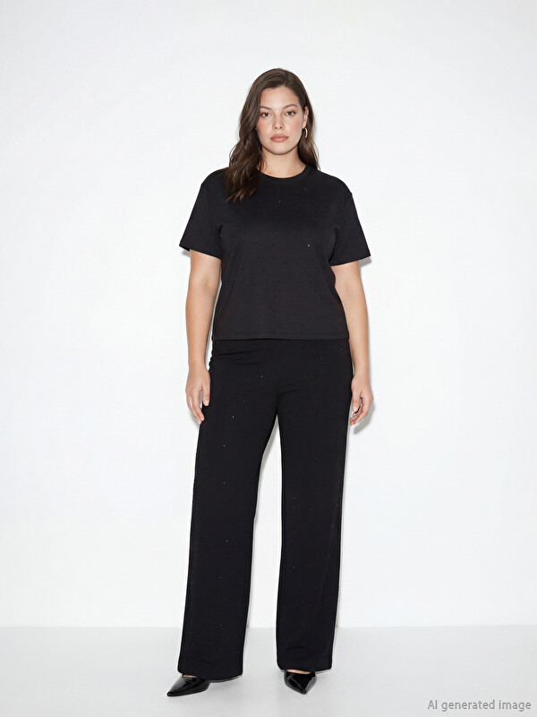 LCW Comfort Beli Lastikli Taşlı Soft Touch Kadın Eşofman Altı