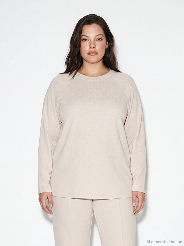 LCW Comfort Bisiklet Yaka Kadın Sweatshirt