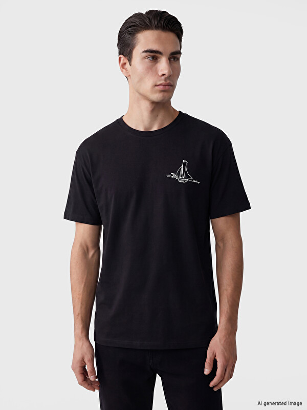 LC WAIKIKI T-Shirt mit Rundhalsausschnitt und Print in regulärer Passform für Herren