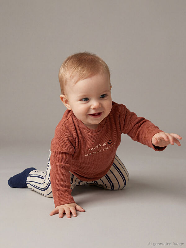 LCW baby Crew Neck Baby Boy Pants and T-shirt Set
