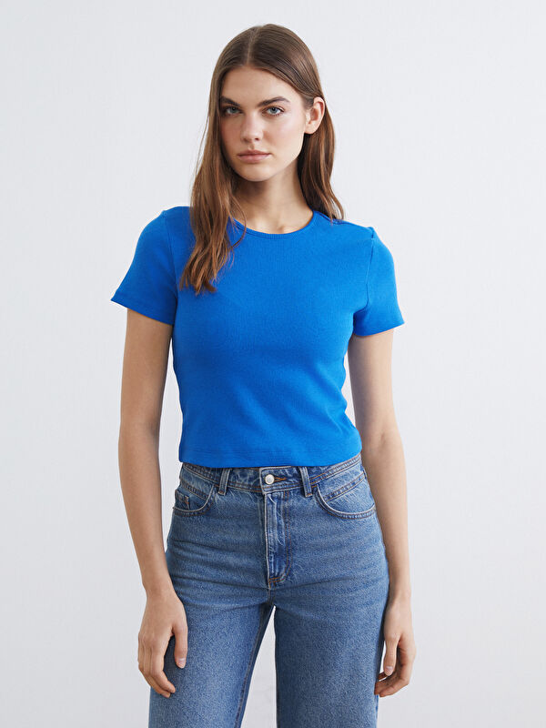 LC WAIKIKI Bisiklet Yaka Fitilli Kadın Crop