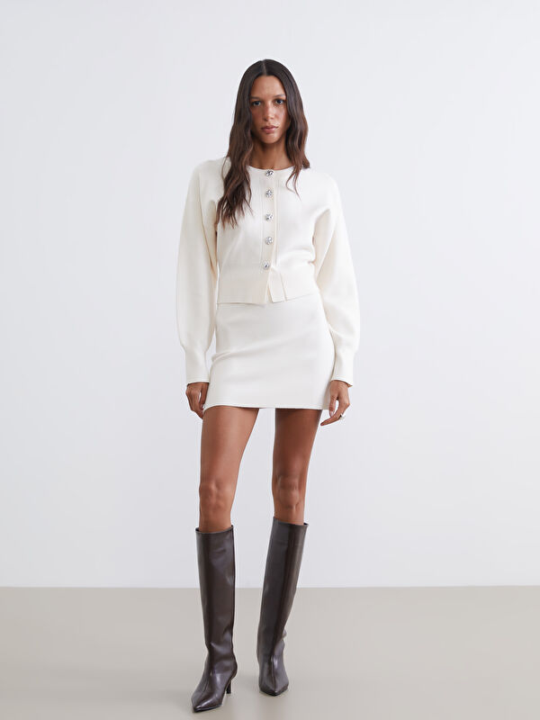 LCW Vision Elastic Waist Mini Knitwear Skirt