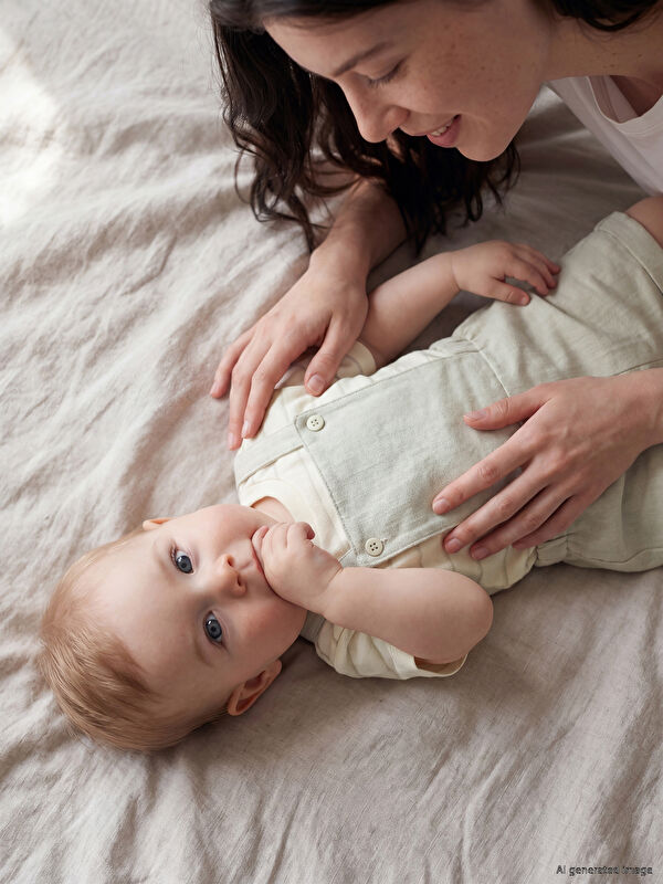 LCW baby Çizgili Erkek Bebek Salopet ve Tişört Takım