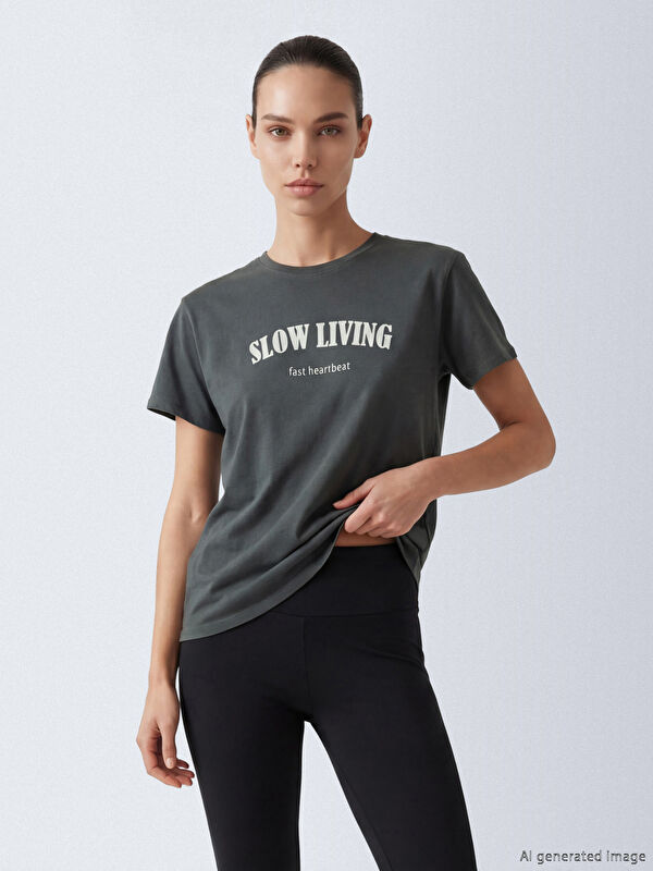 KOOR SPORT Bisiklet Yaka Oversize Kadın Spor Tişört