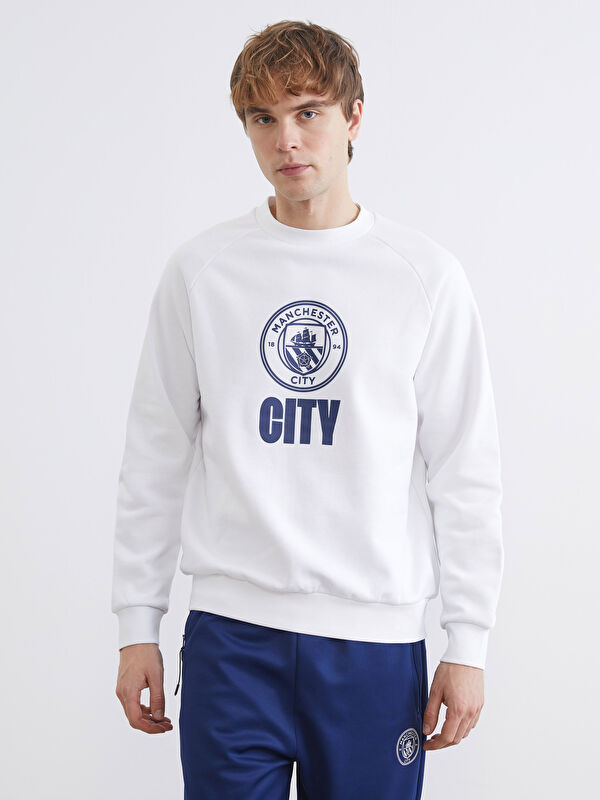 XSIDE ACTIVE Bisiklet Yaka Manchester City Baskılı Erkek Sweatshirt
