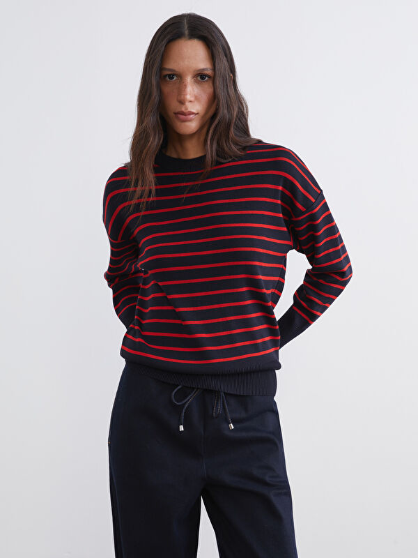 LCW Vision Crew Neck Striped Women's Knitwear Sweater