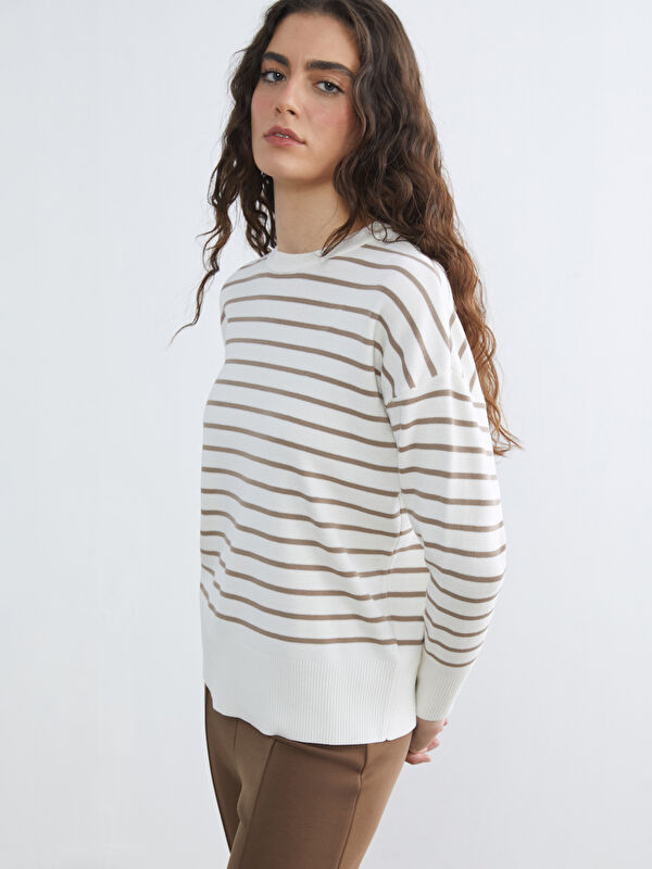 LCW Vision Crew Neck Striped Women's Knitwear Sweater