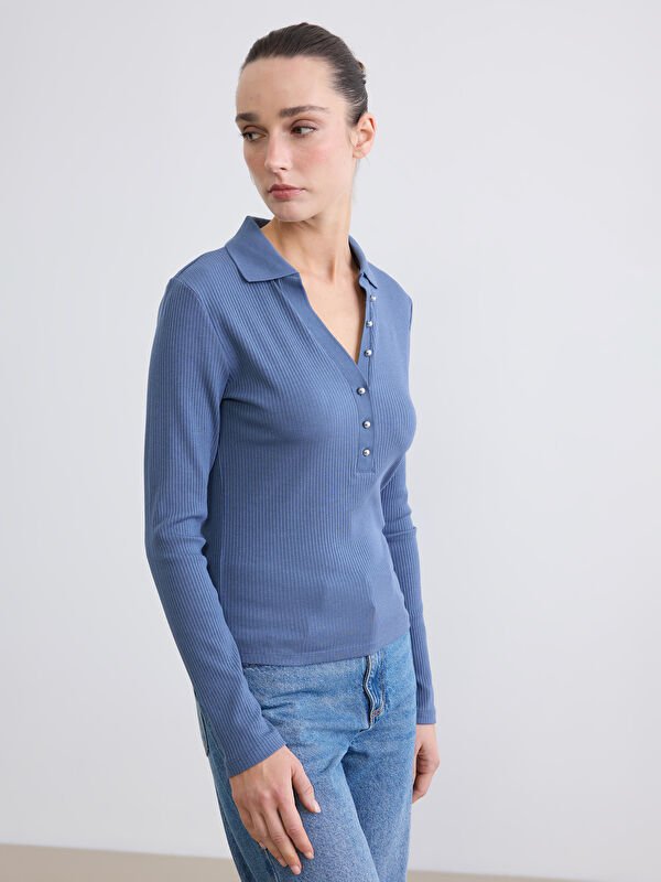 LCW EVERYDAY Polo Yaka Fitilli Kadın Body