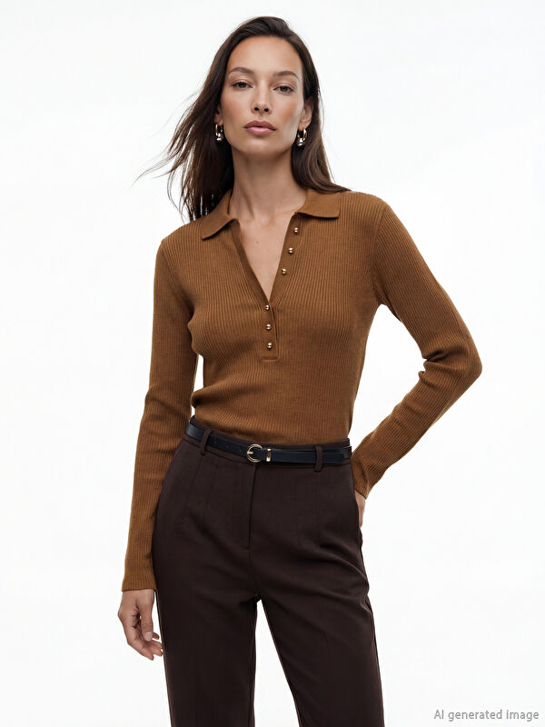 LCW EVERYDAY Polo Yaka Kadın Triko Body
