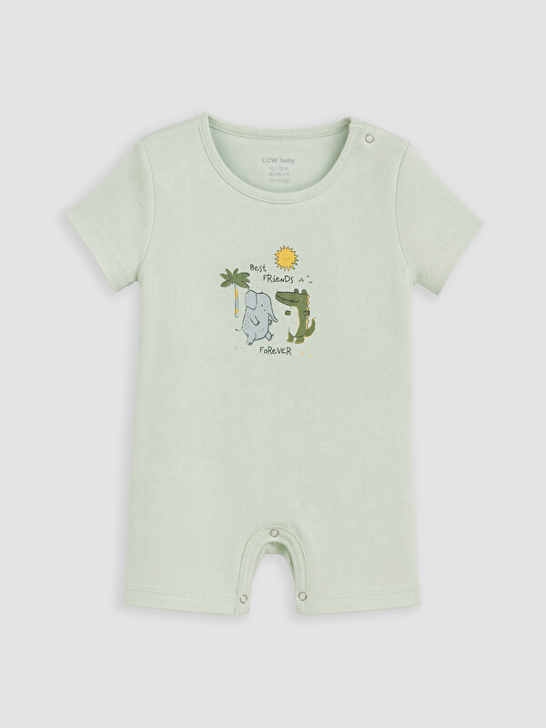 LCW ECO Crew Neck Printed Baby Boys' Jumpsuit