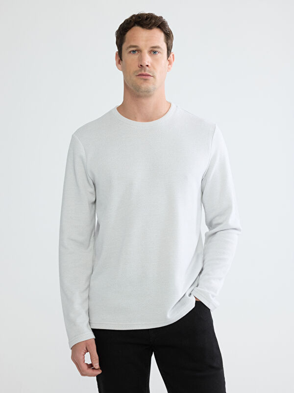 LCWAIKIKI Classic Bisiklet Yaka Erkek Sweatshirt