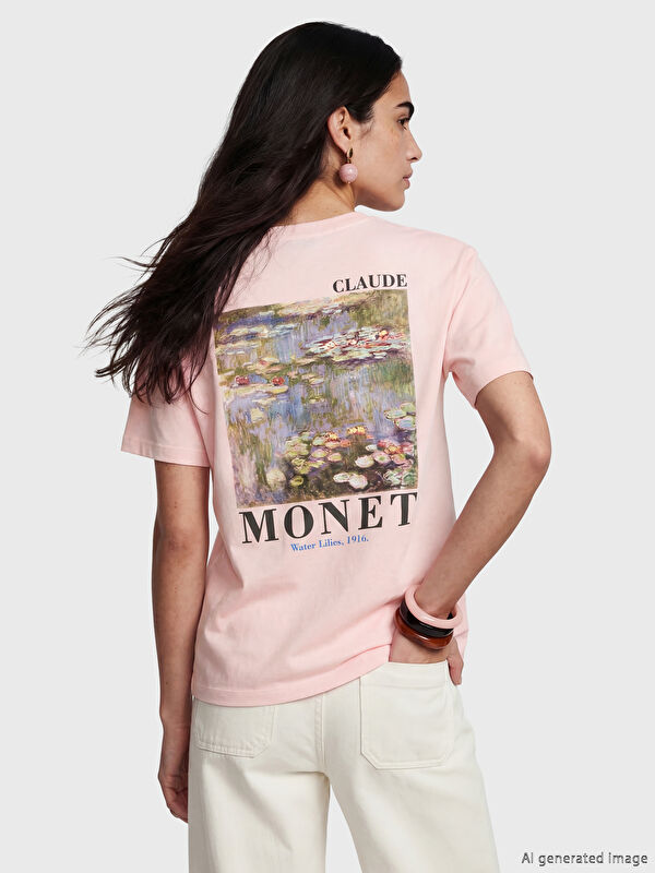 LCW Vision Claude Monet Baskılı Kadın Tişört