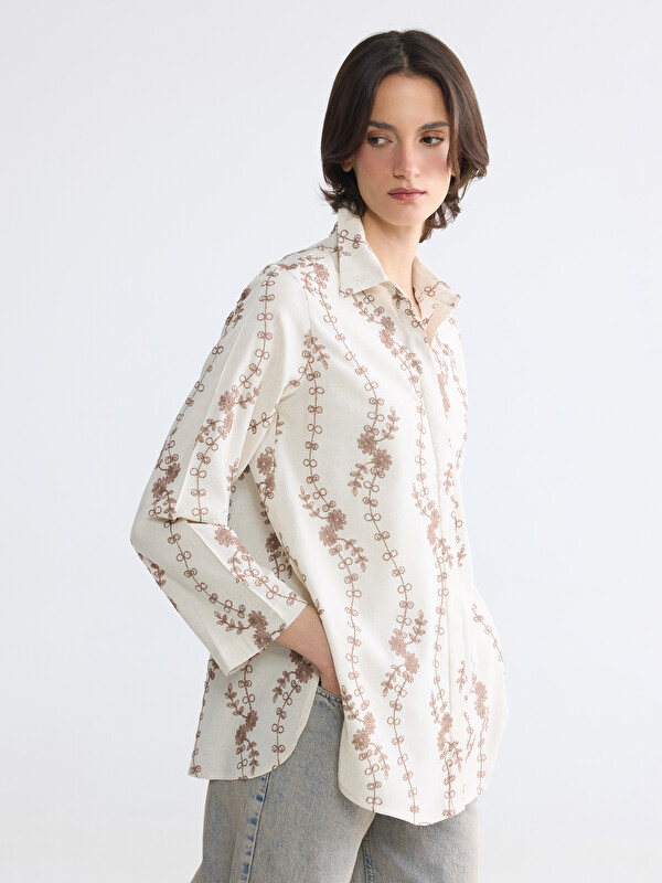 LCW EVERYDAY Embroidered Oversize Women's Shirt Tunic
