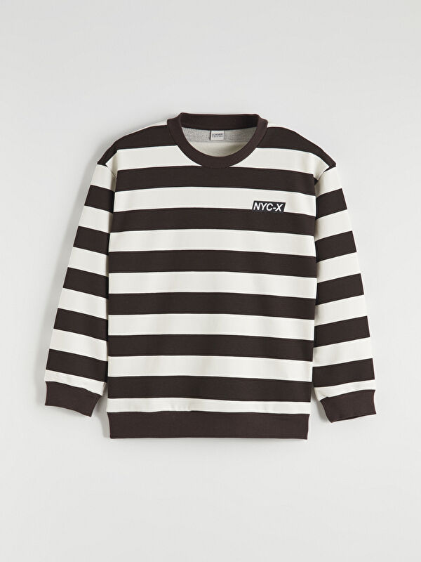 LCW Kids Bisiklet Yaka NYC Baskılı Erkek Çocuk Sweatshirt