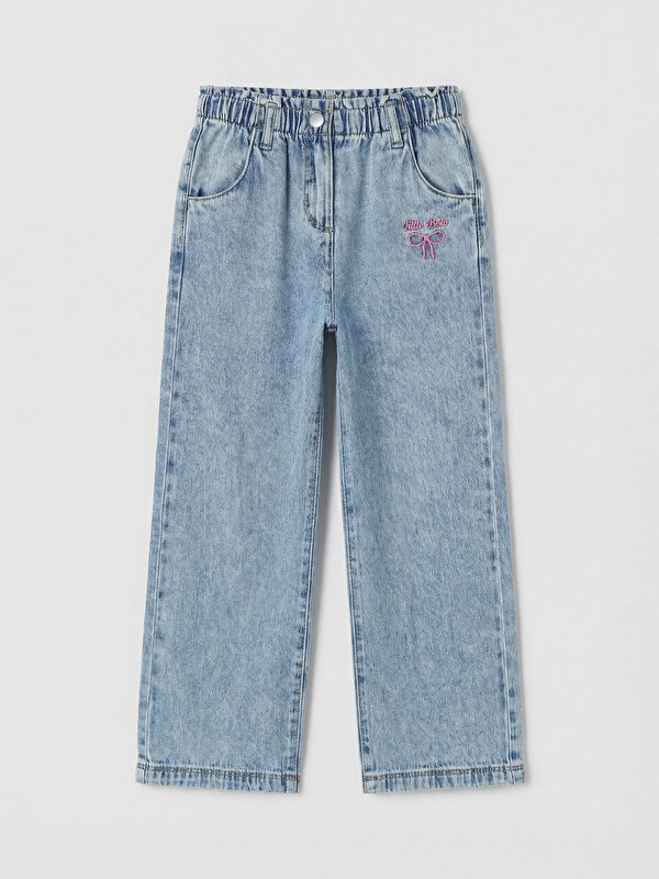 LCW baby Paperbag Embroidered Girls' Jeans