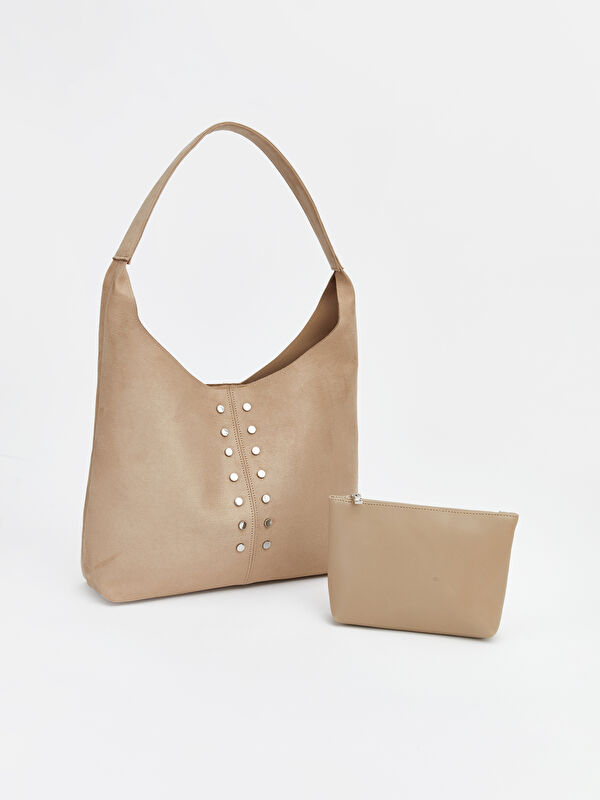 LCW ACCESSORIES Moka Troklu Süet Omuz Çantası Ve Cüzdan