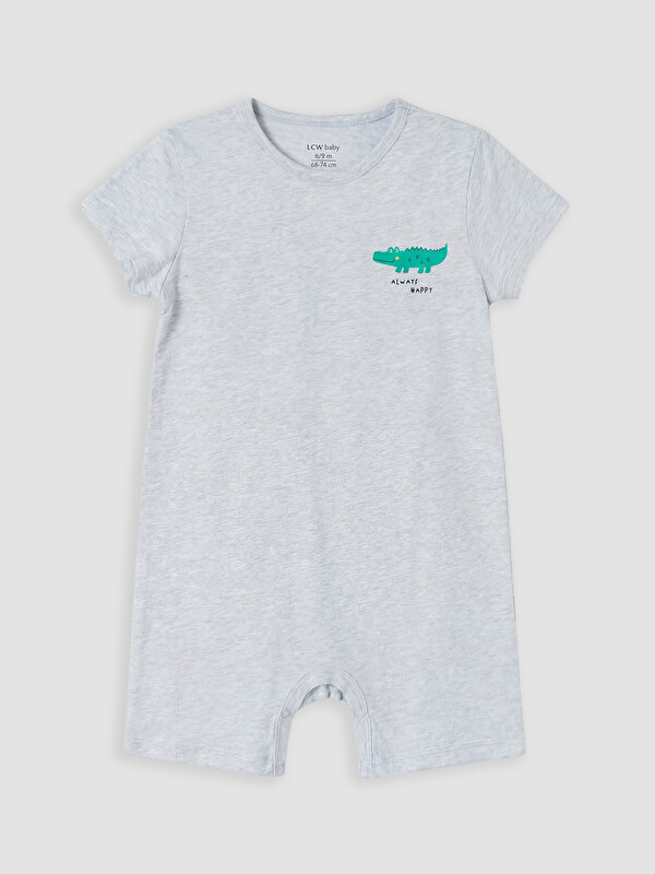 LCW baby Bisiklet Yaka Desenli Erkek Bebek Tulum