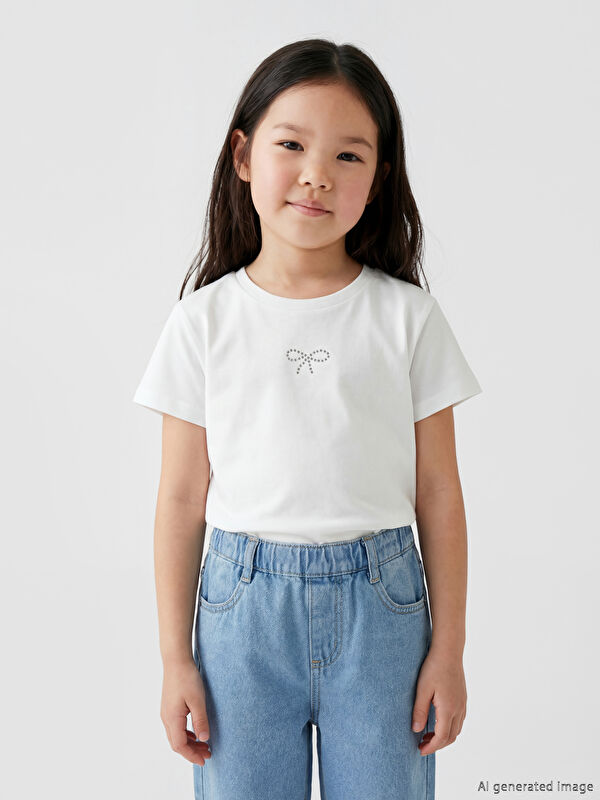 LCW Kids Nakışlı Kız Çocuk Tişört