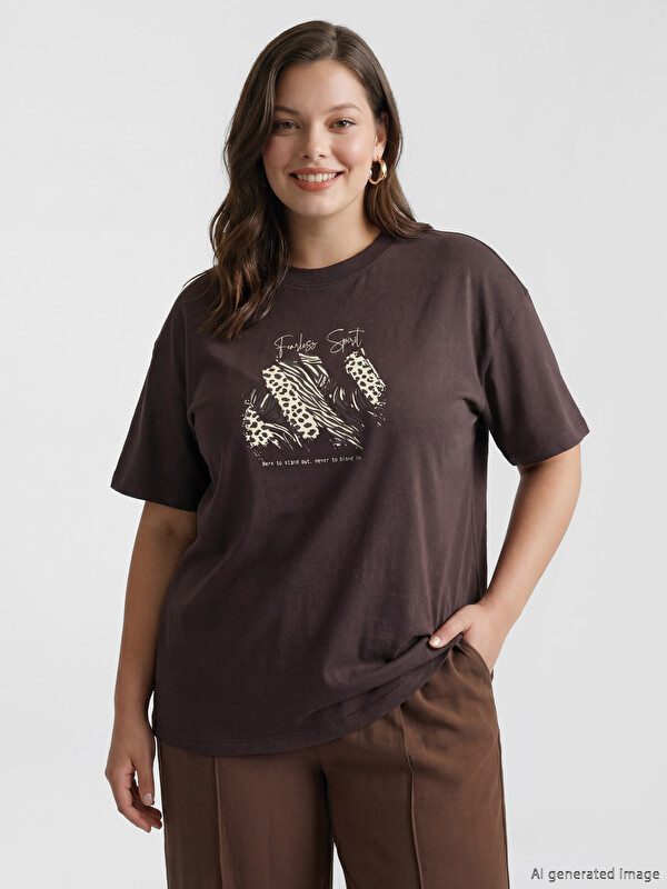 LCW Modest Printed 100% Cotton Women's T-Shirt