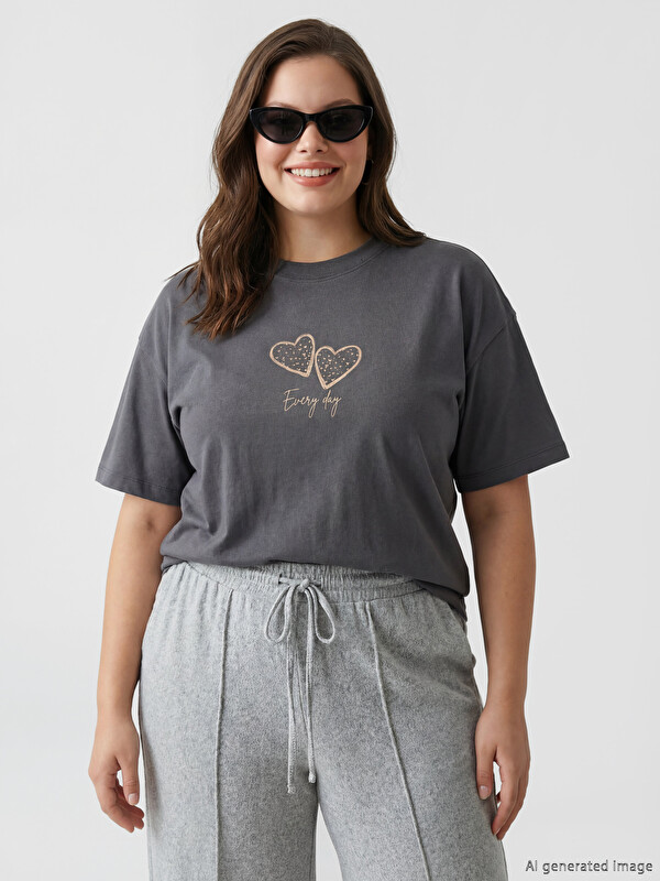LCW Modest Printed 100% Cotton Women's T-Shirt