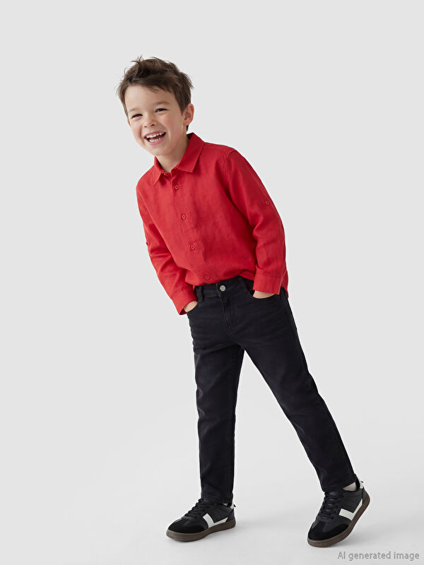 LCW Kids Slim Fit Erkek Çocuk Gabardin Pantolon
