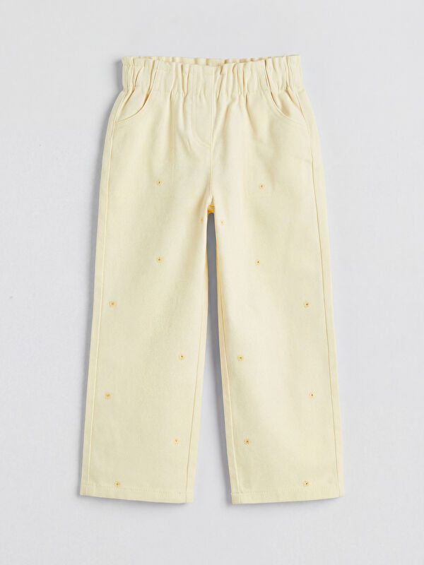 LCW Kids Paperbag Girls' Embroidered Trousers