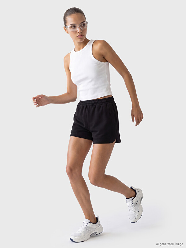 KOOR SPORT Beli Lastikli Modal Karışımlı Kadın Spor Şort