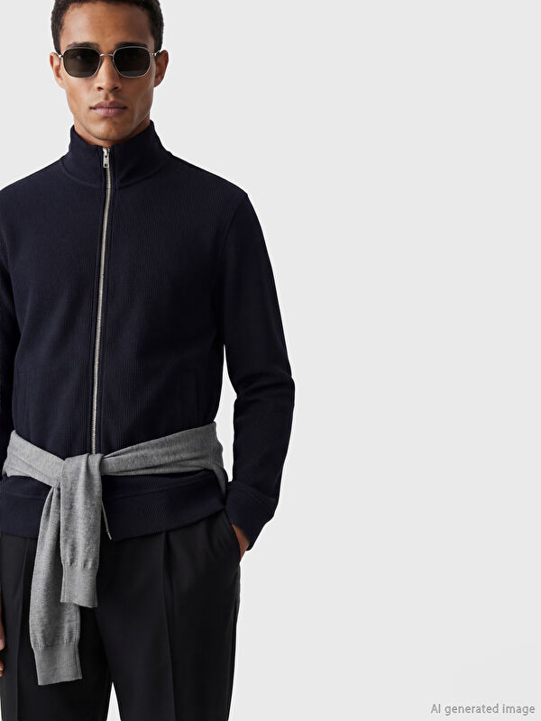 LCW Vision Dik Yaka Erkek Fermuarlı Sweatshirt