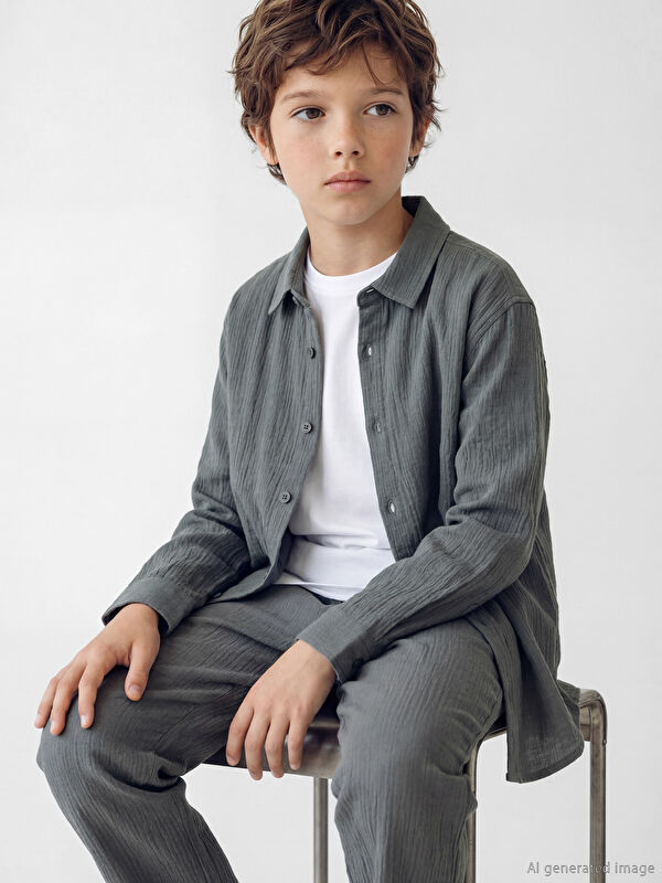 LCW Kids Uzun Kollu Erkek Çocuk Poplin Gömlek