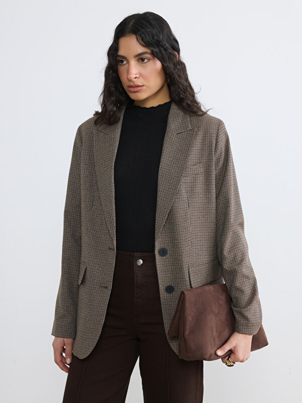 LCW Modest Ekose Kadın Blazer Ceket