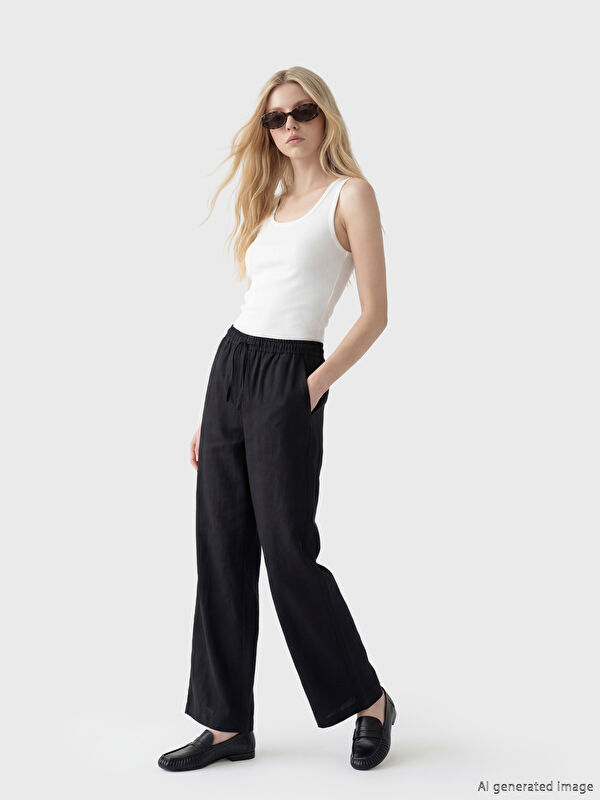 XSIDE Beli Lastikli Geniş Paça Kadın Pantolon