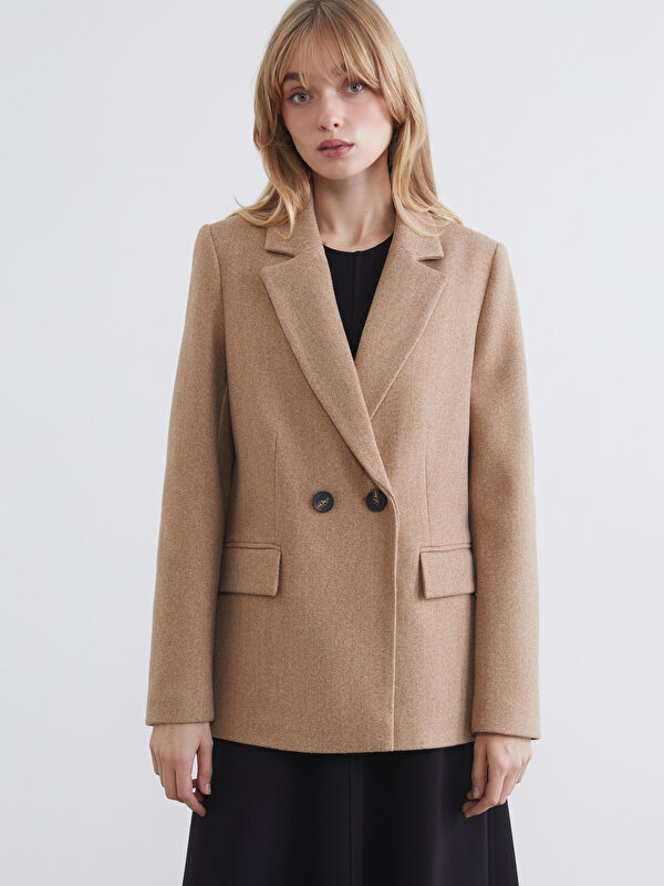 LCW Vision Kruvaze Yaka Kadın Kaşe Blazer Ceket