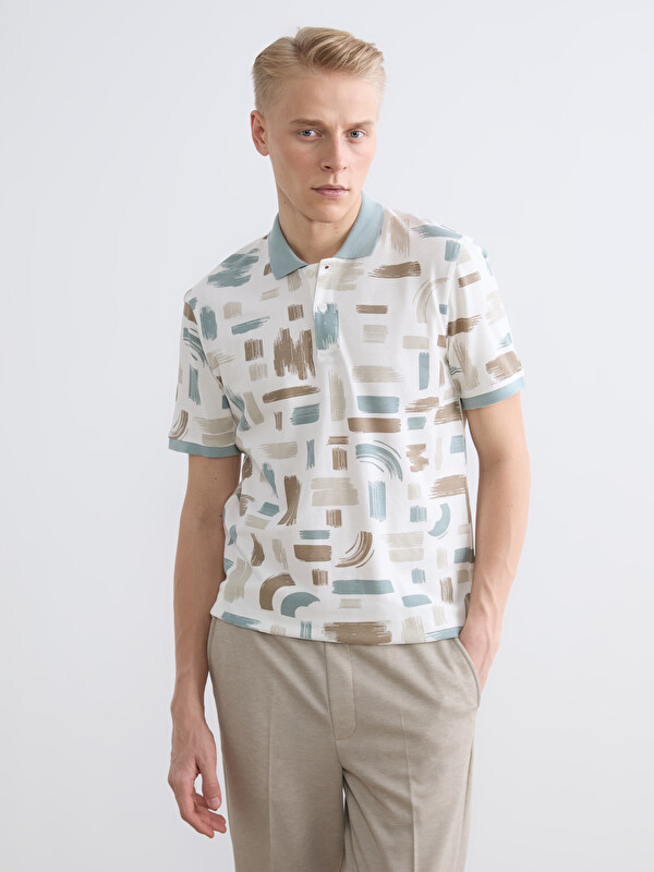 LCW Vision Polo Collar Patterned Pique Men's T-Shirt