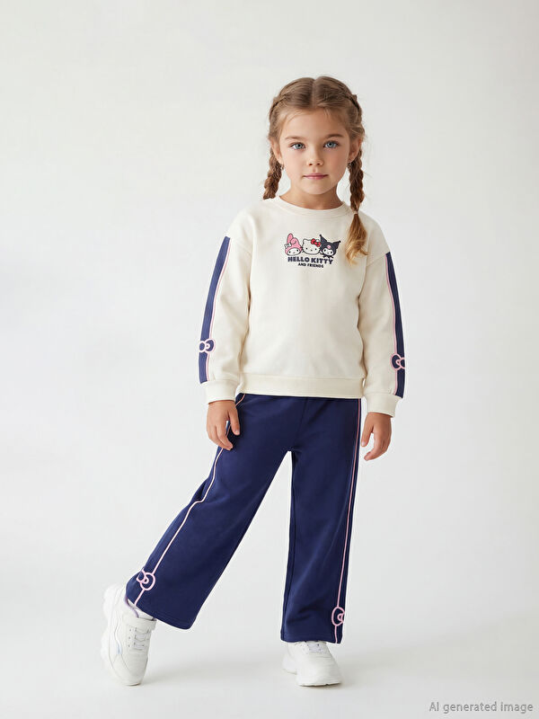 LCW Kids Hello Kitty مطبوع بنات سويتشيرت و سروال رياضي