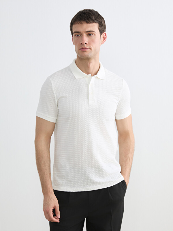 SOUTHBLUE Textured Polo Shirt for Men
