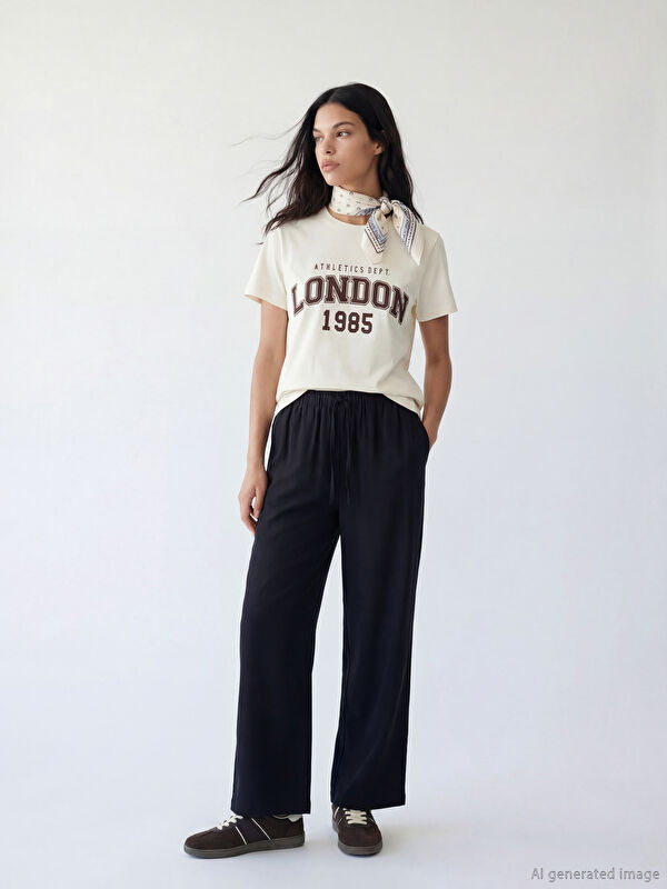 XSIDE Elastic Waist Wide Leg Women's Trousers