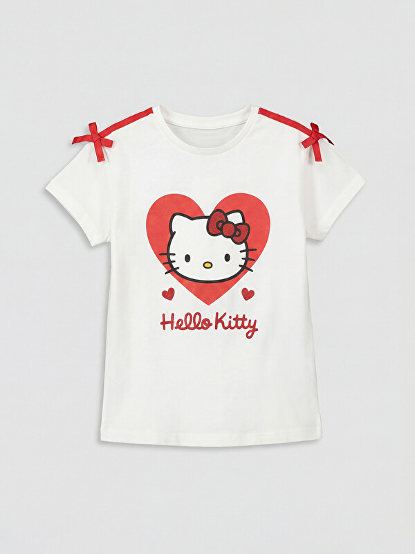 LCW baby Bisiklet Yaka Hello Kitty Baskılı Kız Çocuk Tişört