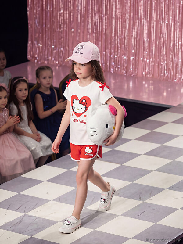 LCW Kids Hello Kitty Baskılı Kız Çocuk Şort ve Tişört