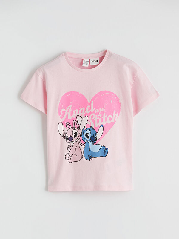 LCW Kids Lilo & Stitch Baskılı Kız Çocuk Tişört