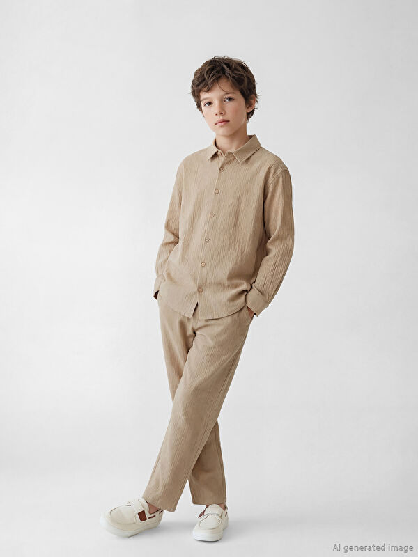 LCW Kids Beli Lastikli Erkek Çocuk Poplin Pantolon
