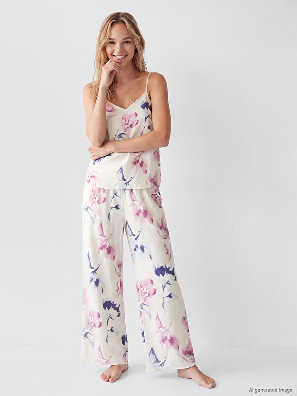 LCW DREAM Çiçekli İp Askılı Kadın Pijama Takım