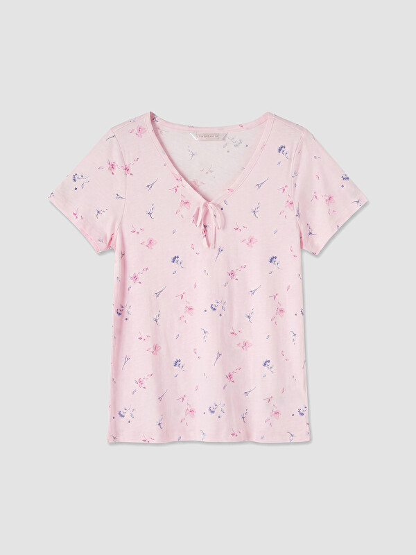LCW DREAM V Yaka Çiçekli Kadın Pijama Takım
