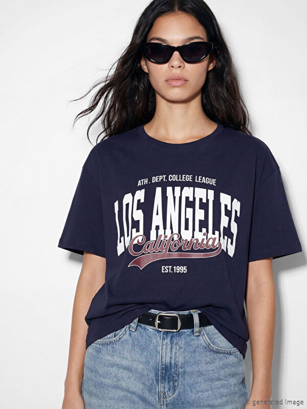 XSIDE Rundhalsausschnitt Los Angeles Bedrucktes Damen-T-Shirt