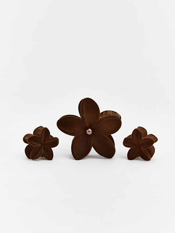 LCW JOY Floral Accent Hair Clip Set of Three