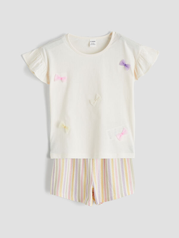 LCW Kids Bowed Baby Girl Shorts Set
