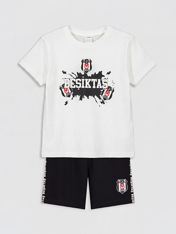 LCW Kids Beşiktaş Baskılı Erkek Çocuk Şortlu Pijama Takımı