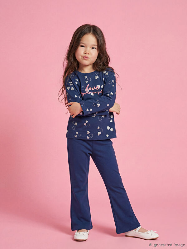 LCW Kids Printed Girls' T-shirt and Leggings