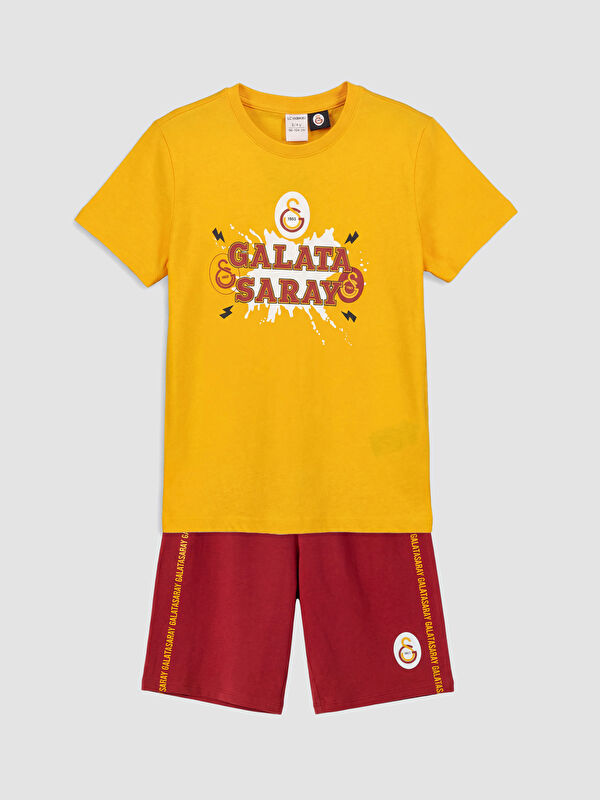 LCW Kids Galatasaray Baskılı Erkek Çocuk Şortlu Pijama Takımı